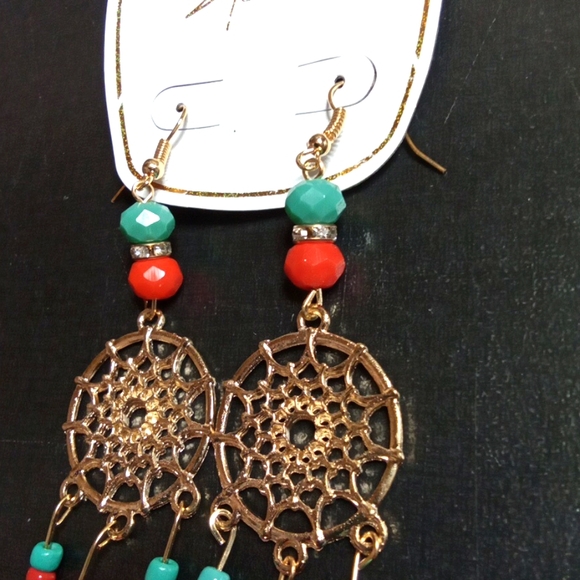 Long Feather Dream Catcher Hook Earrings - Picture 4 of 6